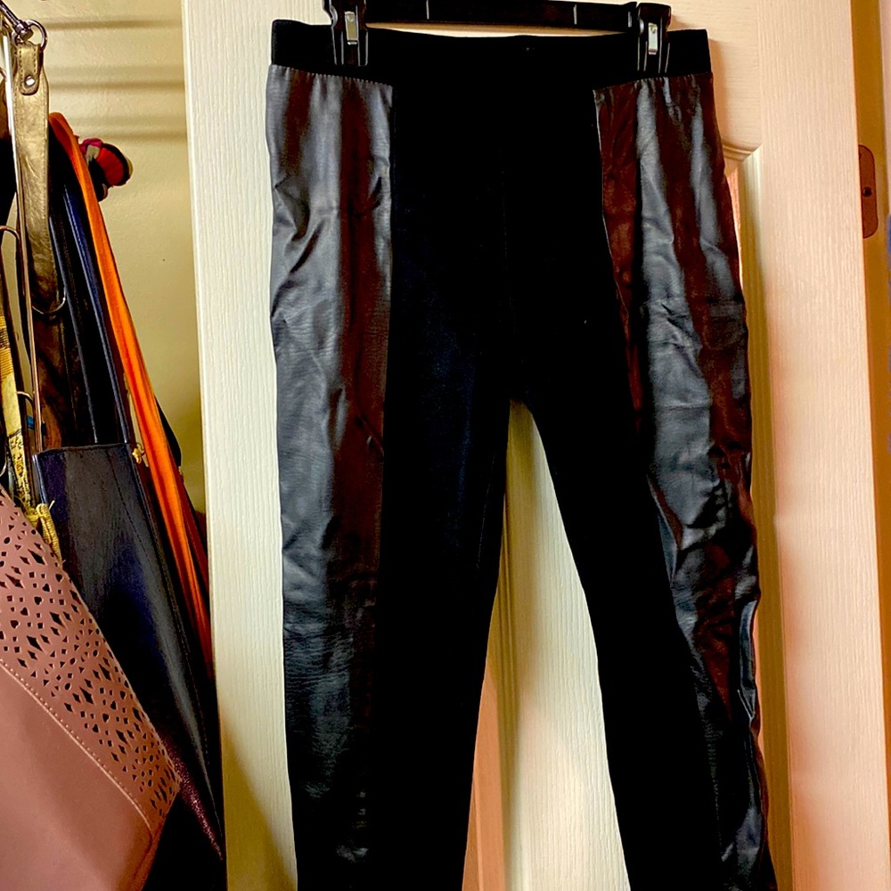 Black vinyl and spandex tights